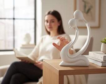 Modern Abstract Couple Sculpture - Elegant Minimalist Home Decor