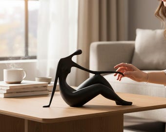 Abstract Yoga Figure Statue | Minimalist Resin Art for Desk, Living Room & Modern Home Decor