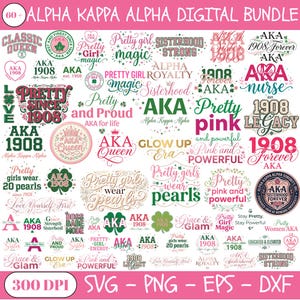 60+ AKA svg, Alpha Kappa Alpha png, AKA letter bundle, Greek Letters, Pink and green ,1908 svg, Greek svg, Sisterhood files, eps dxf 300 dpi