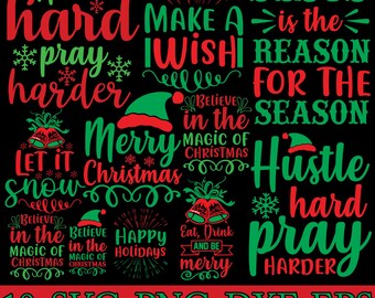 Merry SVG Christmas Design | 10 Transparent Background Svg Png Eps Dxf | Holiday Shirt, Mug & Decoration Cut File for Cricut Silhouette