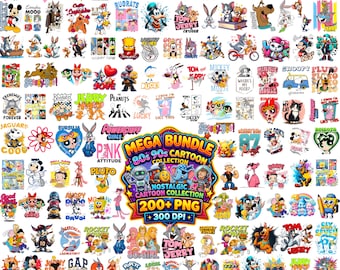 Mega 80s 90s Cartoon png bundle, Nostalgic Retro Cartoons Sublimation Design, Digital Download 300 DPI PNG Clipart for Shirts T-shirt DTG