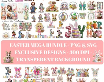 Easter Mega Bundle PNG and SVG, Easter png and svg bundle, Christian Easter Png, Easter kids Png bundle, Teacher Easter Png Bundle, 300 DPI