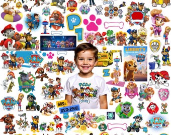280 Paw Patrol Digital Bundle, Paw Patrol SVG, Paw Patrol PNG, Cricut Files, Paw Patrol Font, Marshall Chase Skye Sublimation,300DPI clipart