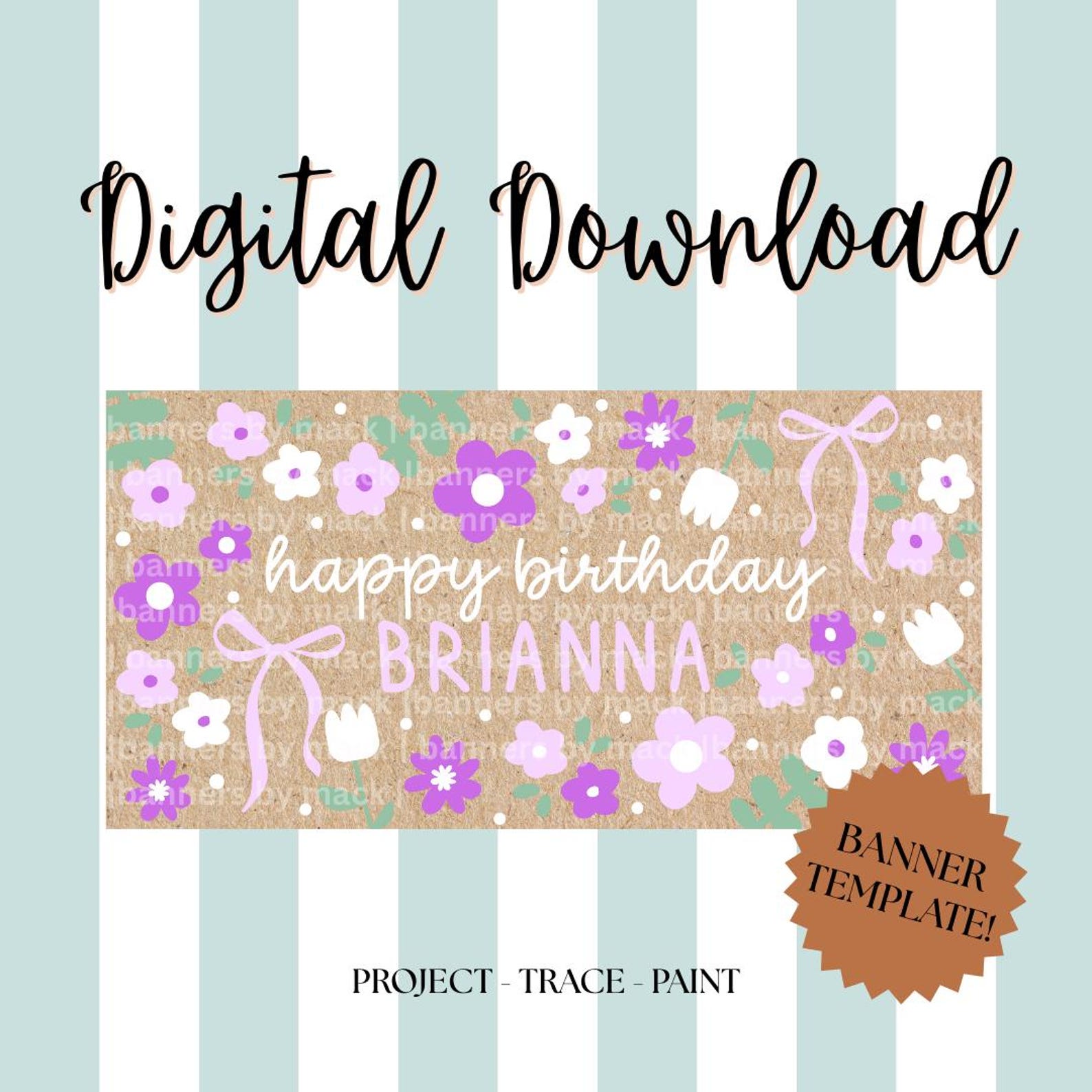 Purple Floral Birthday Banner Template | Editable Canva Design (digital ...