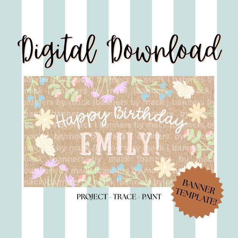 Floral Birthday Banner Template | Editable Canva Design (digital ...