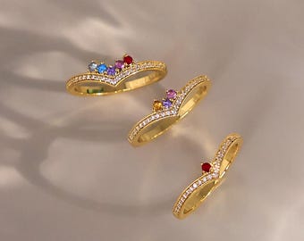 Personalized Birthstone Ring, Family Birthstone Ring, 14K Gold Daily Ring, Birthstone Ring, Birthstone Gift, Christmas gifts