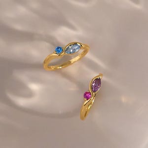 Double Birthstone Eternal Ring, Custom Toi et Moi Gemstone Ring ,14K Gold Promise Ring, Couples Jewelry, Gift For Her, Mother Daughter Ring
