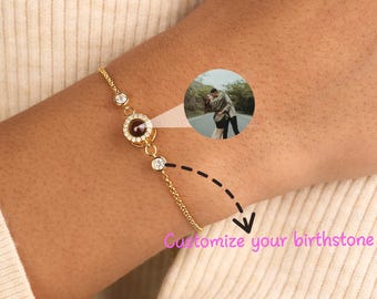 Personalized Picture Pendant, Custom Birthstone Bracelet, Projection photo bracelet, Memory Bracelet With Photo, Keep Loved Ones Close Gift