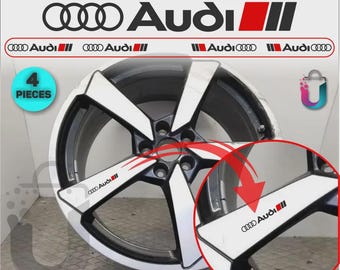 Audi S-Line Alloy Wheel Decal Stickers: Rim Emblem Graphics (Set of 4)