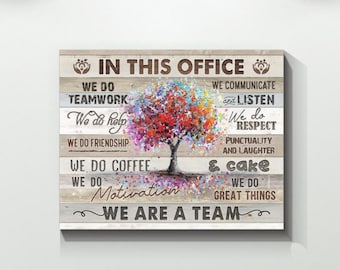 Handprint Tree In This Office We Are A Team Wall Art Decor Poster No Frame 