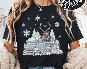 Retro Disney Frozen Olaf And Sven Reading Comfort Colors, Book Lover Magic Kingdom, Family Trip, Birthday Gift Tee SMSJ21-CF