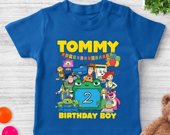 Camiseta personalizada de cumpleaños de Toy Story 5 para la familia / Camiseta de cumpleaños de Disney / Camiseta personalizada de Toy Story / Camiseta de viaje de cumpleaños de Disney / Regalo de cumpleaños para niño OIQA02