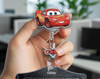 Inspired by Cars McQueen and Mater Badge Reel, Race Car Badge Reel, Friend badge reel, ID Holders, Retractable Badge  AXLT20