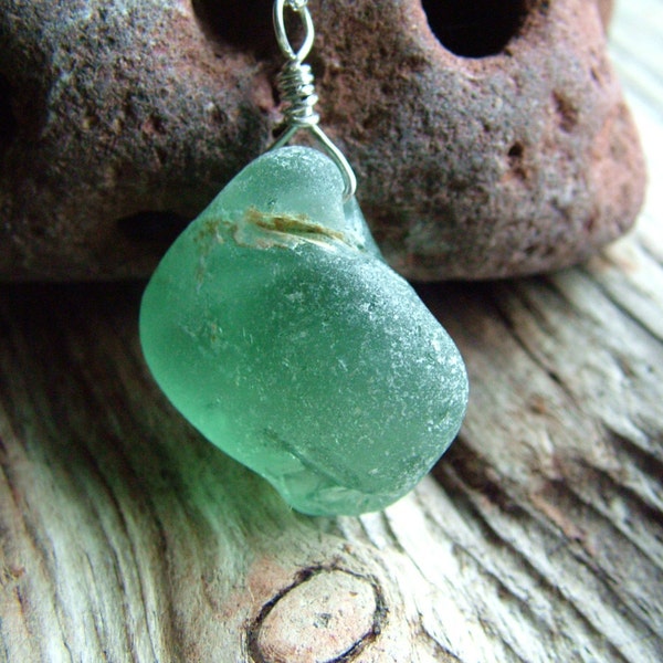 Reserved for Manjula - Bonfire Sea Glass Necklace - Seafoam Green