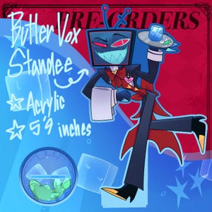 maid and butler cafe x hazbin collab - vox acrylic keychains and standee:3