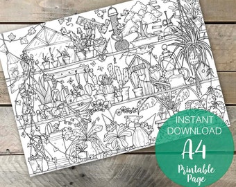 Plant Shelfie PDF Printable Colouring Page for Adults, Instant Download