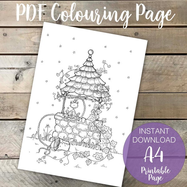 Fairy Tale Coloring Page for Adults, Wishing Well, The Frog Prince