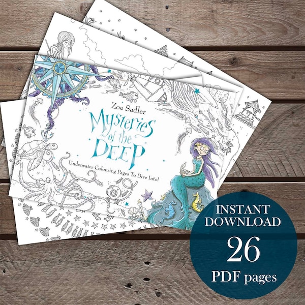 Mermaid and Underwater PDF Coloring Book for Adults