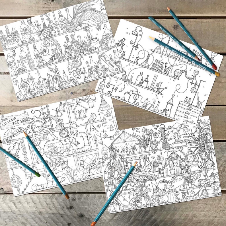 Download Shelfies PDF Coloring Page Bundle for Adults Halloween | Etsy