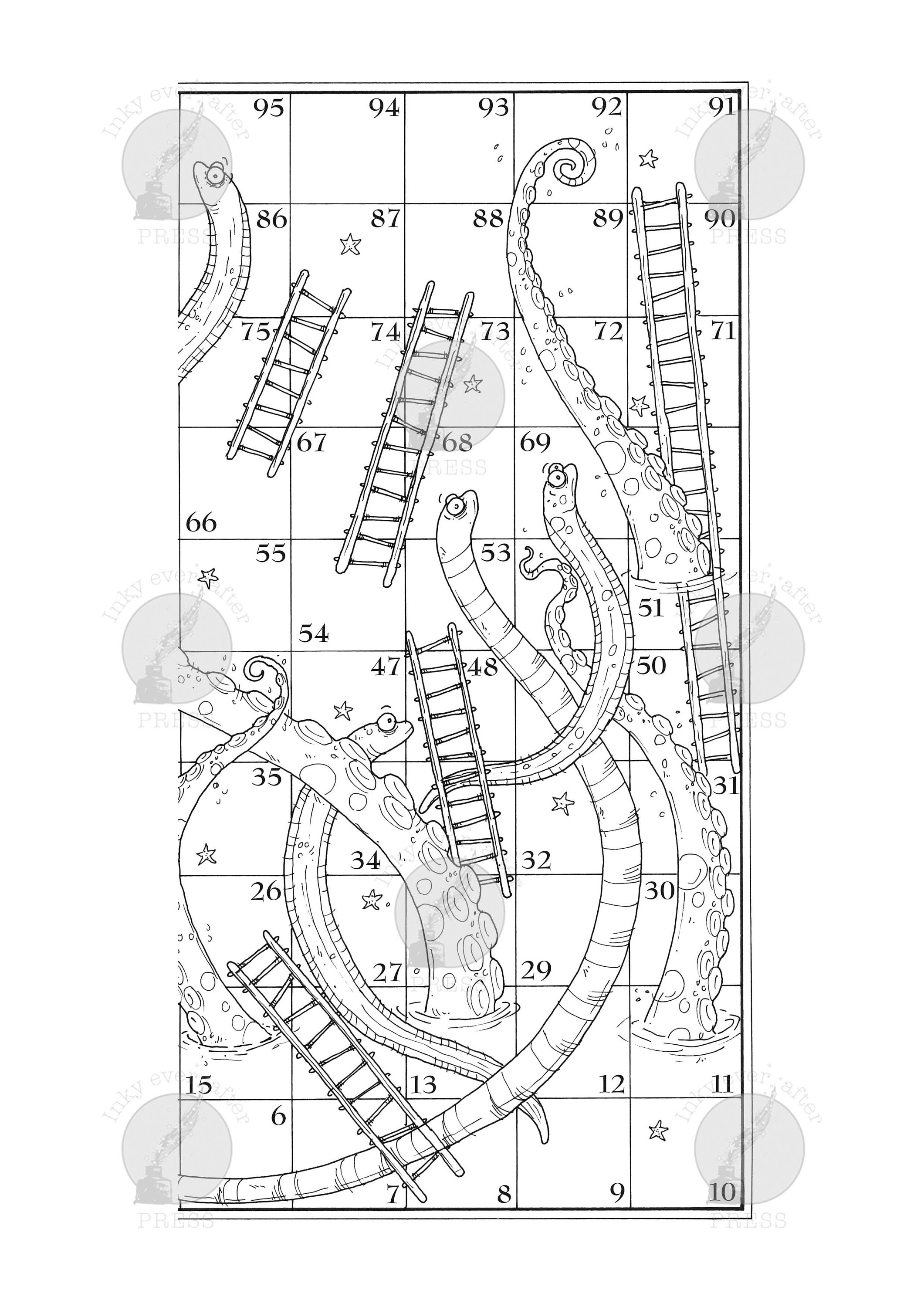 Underwater Snakes and Ladders A4 Printable Coloring Page for | Etsy
