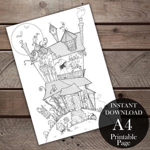 Spooky Haunted House Coloring Page for Adults