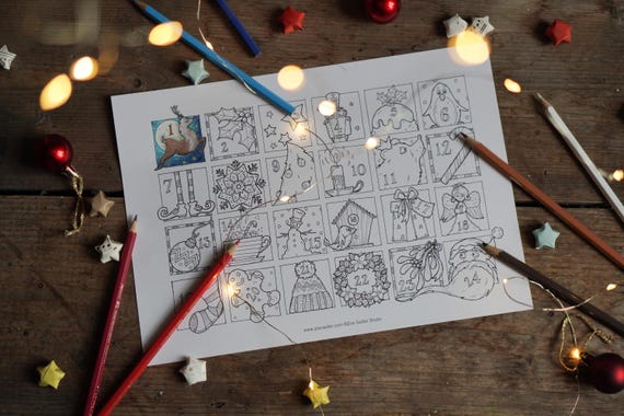 Christmas Advent Calendar A4 Printable Coloring Page