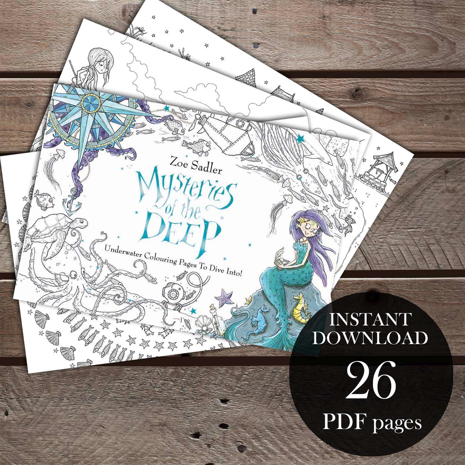 Mermaid and Underwater PDF Coloring Book for Adults