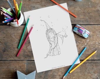 大人向けの魔法使いの塗り絵、呪文、ポーション、杖の準備完了