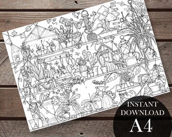 Plant Shelfie PDF Printable Colouring Page for Adults, Instant Download
