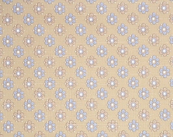 Vintage Wallpaper by the Yard - 1970s Blue and Brown Floral