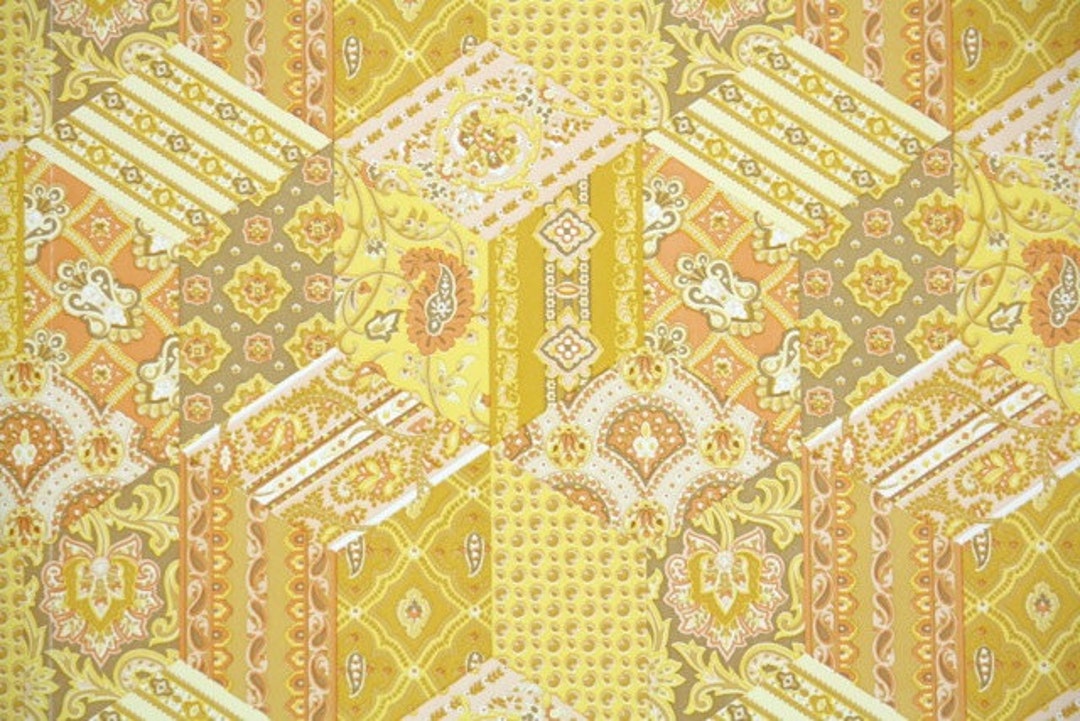 Retro Wallpaper by the Yard 70s Vintage Wallpaper - 1970s Floral and ...