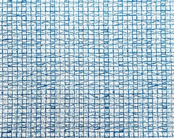 Vintage Wallpaper by the Yard - 1970s Blue Faux Woven Design