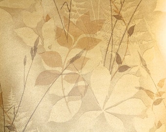 Retro Wallpaper by the Yard 70s Vintage Wallpaper - Metallic Bronze and Gold Leaves