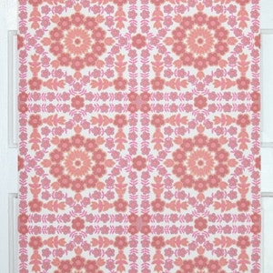 Retro Wallpaper by the Yard 70s Vintage Wallpaper 1970s Pink and Coral Geometric Floral on White image 3