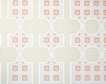 Retro Wallpaper by the Yard 70s Vintage Wallpaper - 1970s Tan Mauve and White Geometric