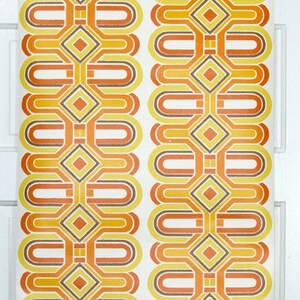 Retro Wallpaper by the Yard 70s Vintage Wallpaper 1970s Yellow Orange Brown and White Geometric Stripe image 3