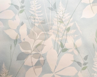 Vintage Wallpaper by the Yard - 1970s Botanical Blue Leaves
