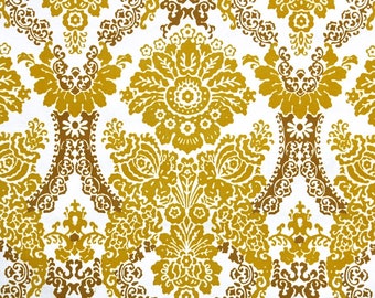 Retro Flock Wallpaper by the Yard 70s Vintage Flock Wallpaper - 1970s Yellow Flocked Damask on White