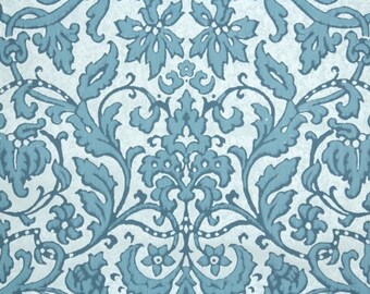Retro Flock Wallpaper by the Yard 70s Vintage Flock Wallpaper - 1970s Blue and White Damask