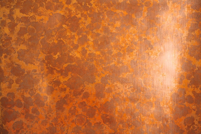 Retro Wallpaper by the Yard 70s Vintage Wallpaper 1970s Vinyl Copper Orange Marble image 1