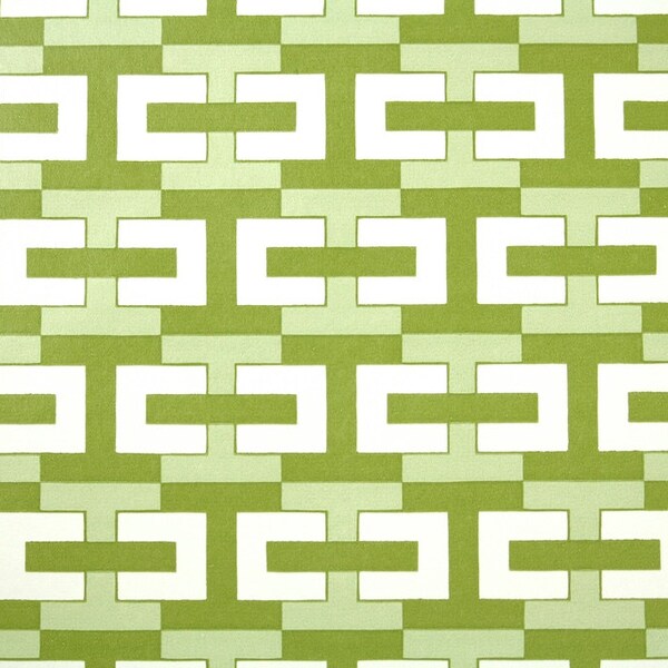 Retro Wallpaper by the Yard 70s Vintage Wallpaper - 1970s Green and White Geometric