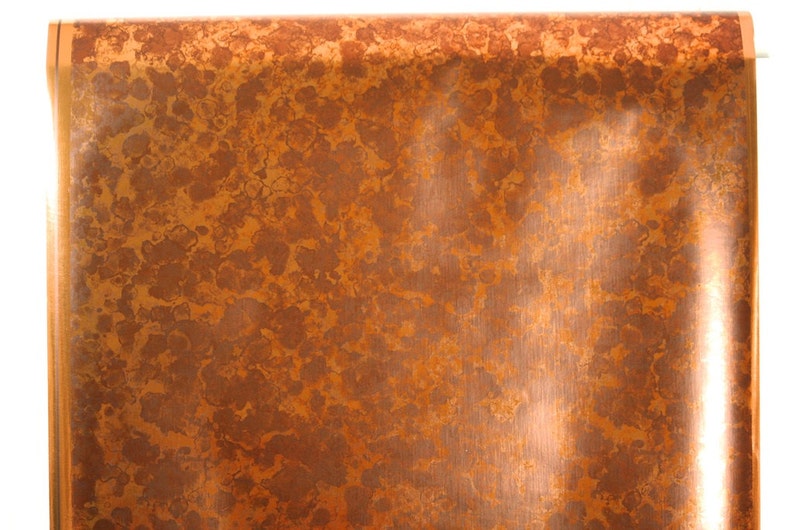 Retro Wallpaper by the Yard 70s Vintage Wallpaper 1970s Vinyl Copper Orange Marble image 2