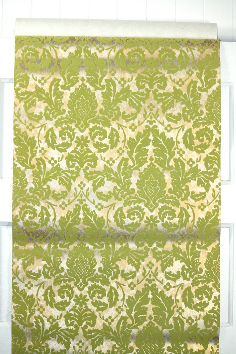Retro Flock Wallpaper by the Yard 70s Vintage Flock Wallpaper Etsy