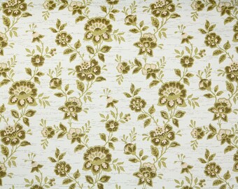 Retro Wallpaper by the Yard 70s Vintage Wallpaper – 1970s Green Floral Chintz on White