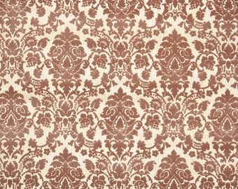 Vintage Flock Wallpaper by the Yard 70s Retro Flock Wallpaper - 1970s Brown Damask on Gold