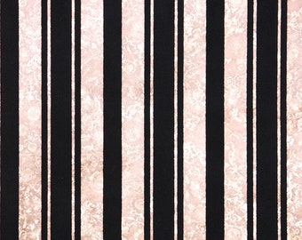 Retro Flock Wallpaper by the Yard 70s Vintage Flock Wallpaper - 1970s Black Flocked Stripes on Marble Metallic Copper and Browns