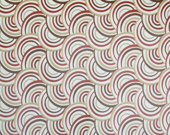 Retro Wallpaper by the Yard 70s Vintage Wallpaper - 1970s Brown Tan Burgundy and White Swirly Circle Geometric