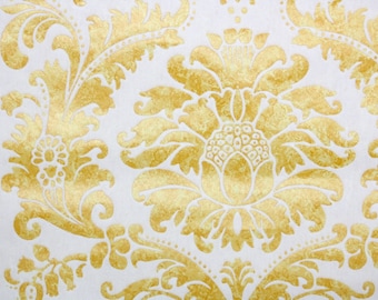 Retro Flock Wallpaper by the Yard 70s Vintage Flock Wallpaper - 1970s White Flock on Yellow Orante Floral Design