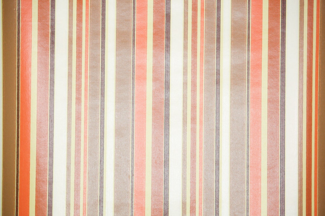 1970s Vintage Wallpaper by the Yard - Brown, Yellow & Orange Stripe - Etsy
