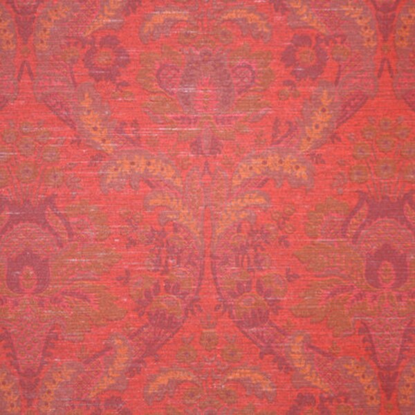 Retro Wallpaper cortado a la talla 70s Vintage Wallpaper - 1970s Damasco Rojo